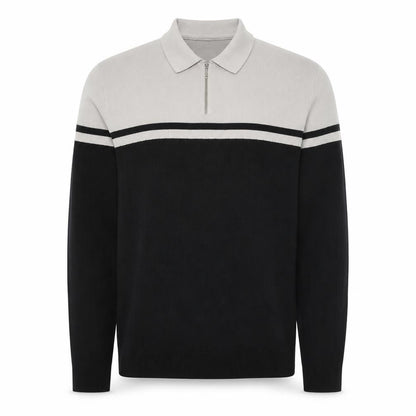 River Island Mens Black & Grey 1/4 Zip Collared Jumper Size M