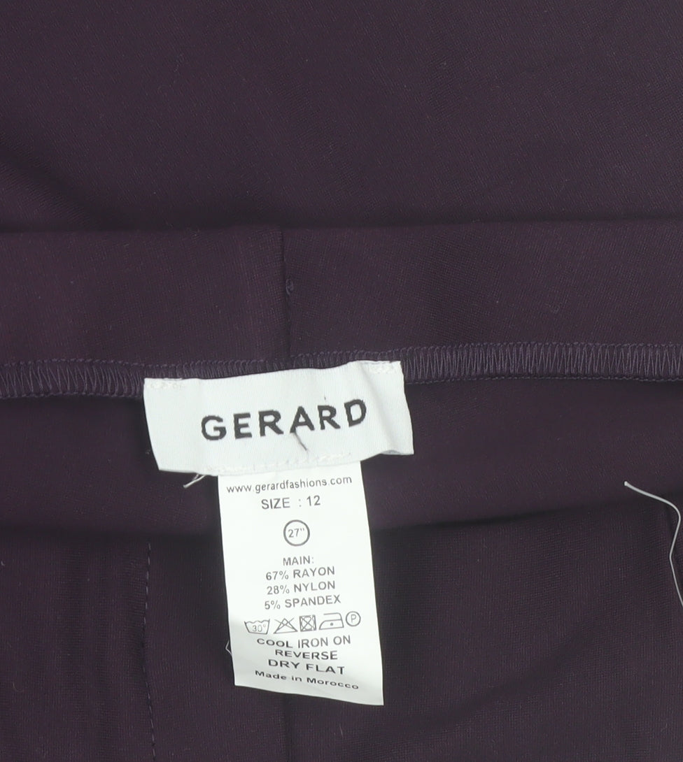 Gerard Women's Purple Stretch Straight Leg Trousers Size 12