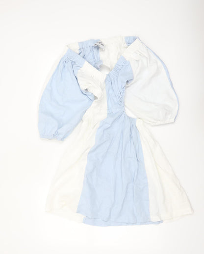 Paper Heart Women's Blue & White Off Shoulder A-Line Short Dress Size 10