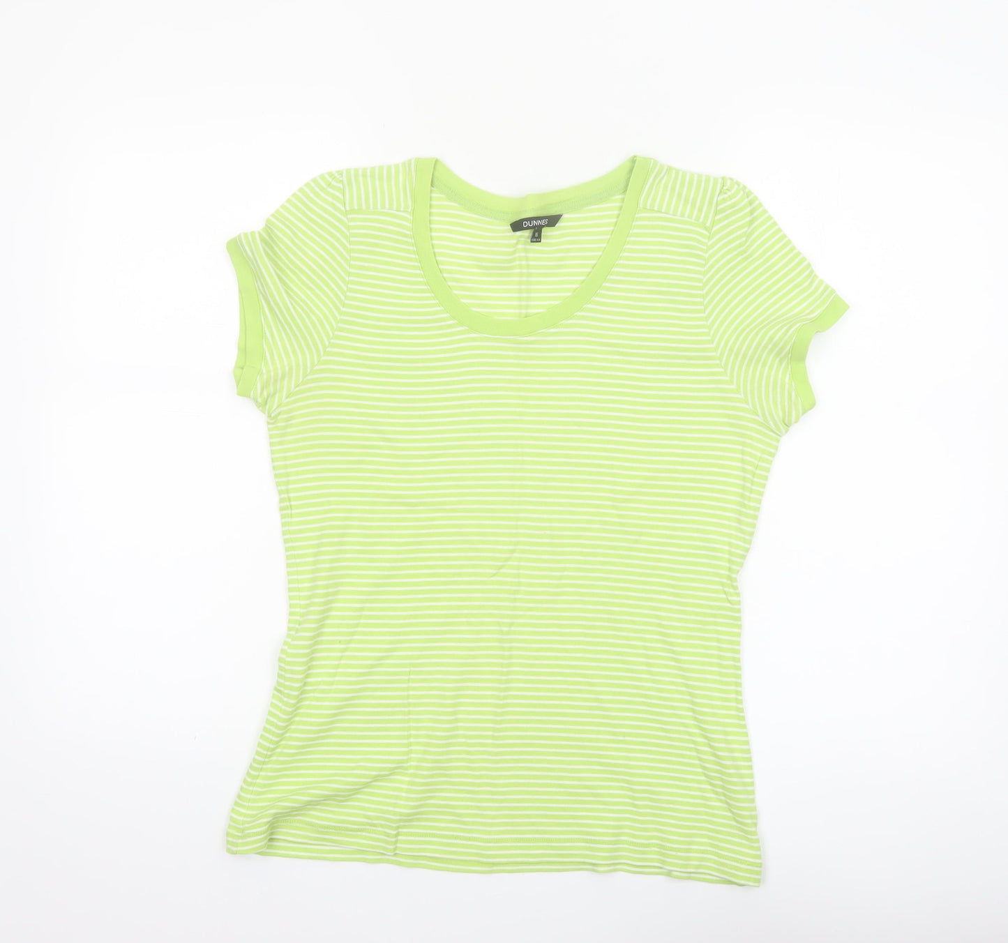 Dunnes Women’s Green Striped Short Sleeve Cotton T-Shirt Size 16
