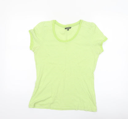 Dunnes Women’s Green Striped Short Sleeve Cotton T-Shirt Size 16