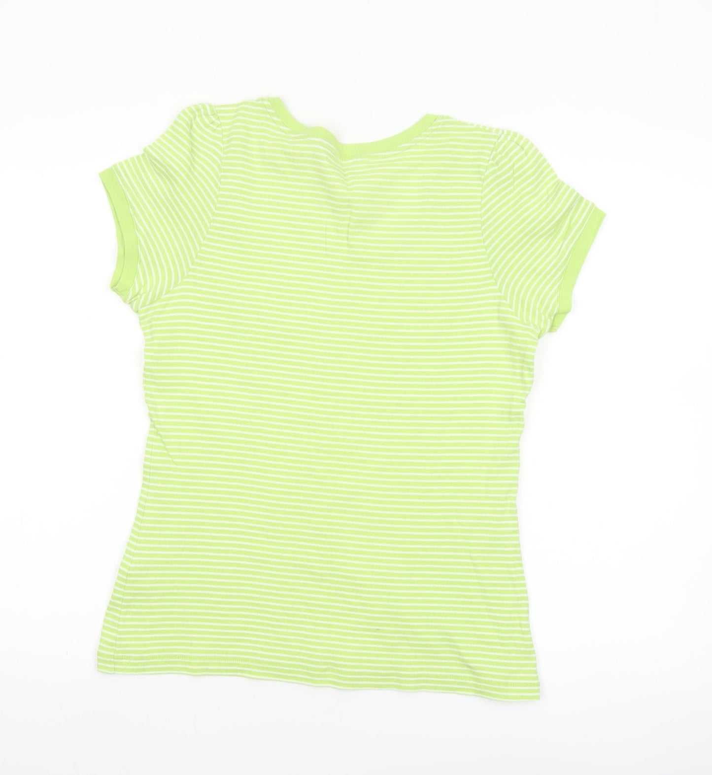 Dunnes Women’s Green Striped Short Sleeve Cotton T-Shirt Size 16