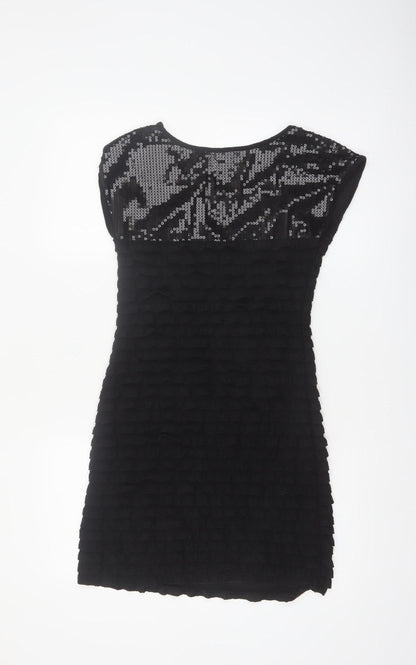 Mela Loves London Women's Black Sequin Ruffle Shift Dress Size S