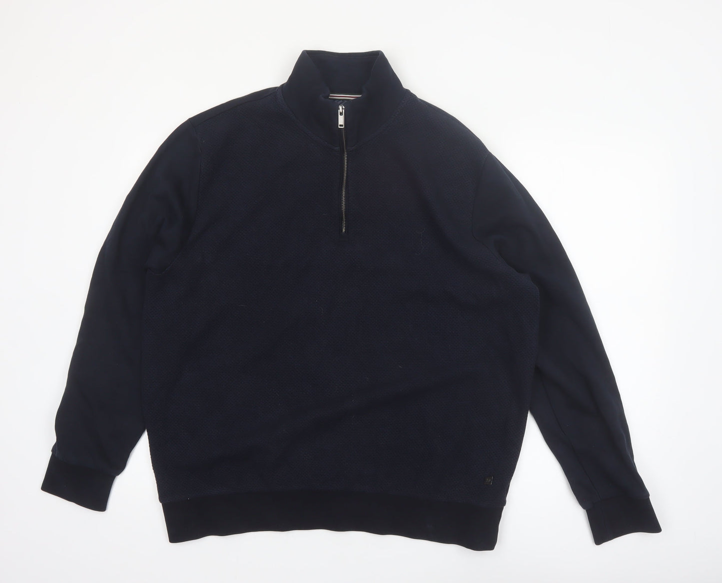 Next Men's Blue L 1/4 Zip High Neck Pullover Sweatshirt