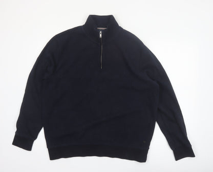 Next Men's Blue L 1/4 Zip High Neck Pullover Sweatshirt