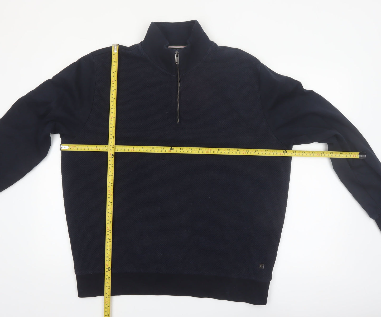 Next Men's Blue L 1/4 Zip High Neck Pullover Sweatshirt