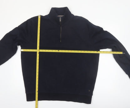 Next Men's Blue L 1/4 Zip High Neck Pullover Sweatshirt