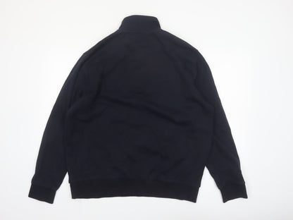 Next Men's Blue L 1/4 Zip High Neck Pullover Sweatshirt