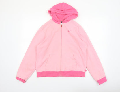 Nike Girls Pink Full Zip Hoodie XL 16 Years Fleece Casual Sportswear