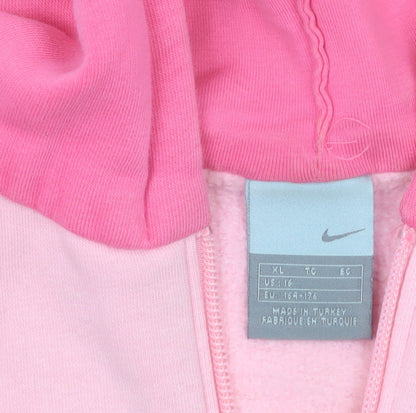 Nike Girls Pink Full Zip Hoodie XL 16 Years Fleece Casual Sportswear