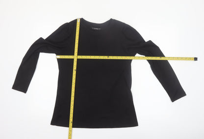 Dunnes Women Black Long Sleeve Ribbed Cotton Stretch Top L