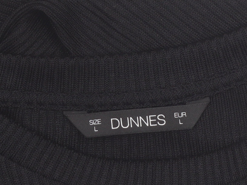 Dunnes Women Black Long Sleeve Ribbed Cotton Stretch Top L