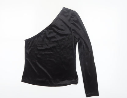 Vero Moda Women’s Black One Shoulder Velvet Long Sleeve Blouse Size S