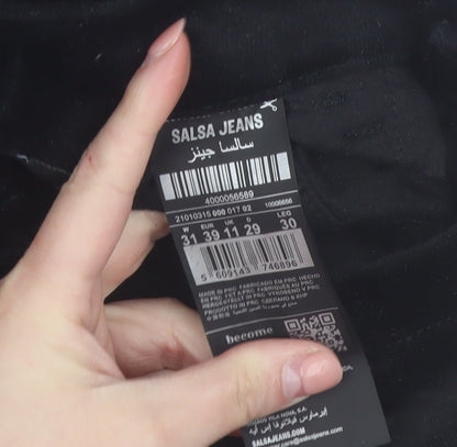 Salsa Jeans Womens Black Corduroy Slim Trousers Size 11 Regular