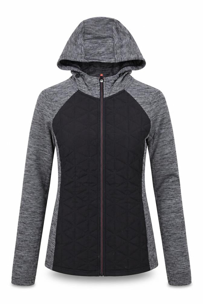 Front view of Dunnes Performance Sport Women's Grey Black XS Full Zip Hoodie