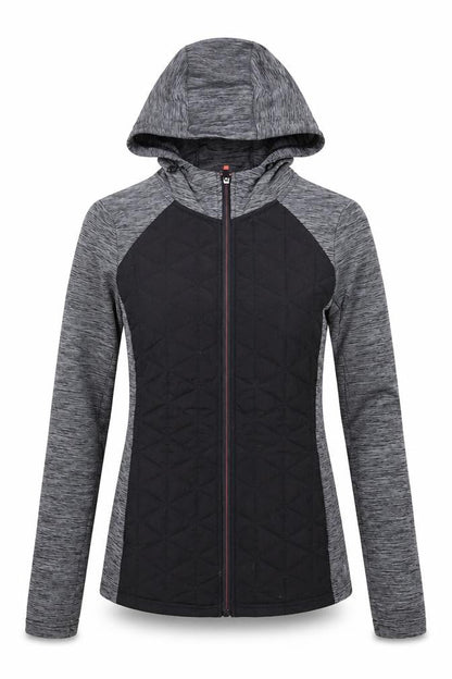 Front view of Dunnes Performance Sport Women's Grey Black XS Full Zip Hoodie