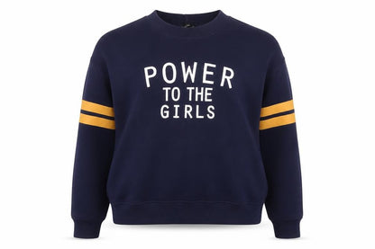 H&M Divided Women's Navy Blue Pullover Sweatshirt Size 12 'Power to the Girls'