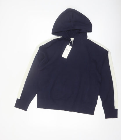 Marks and Spencer Women's Blue Hooded Pullover Knit Jumper M
