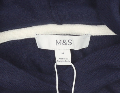 Marks and Spencer Women's Blue Hooded Pullover Knit Jumper M