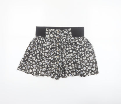 American Eagle Outfitters Women's Black Floral A-Line Mini Skirt Size S