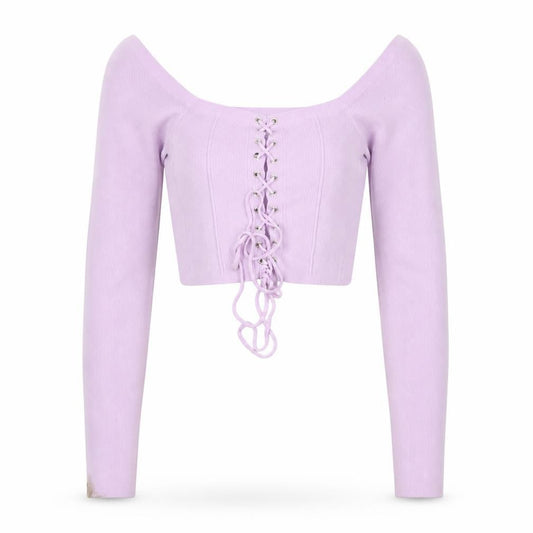 PRETTYLITTLETHING Women's Purple Lace-Up Slim Fit Knit Jumper S