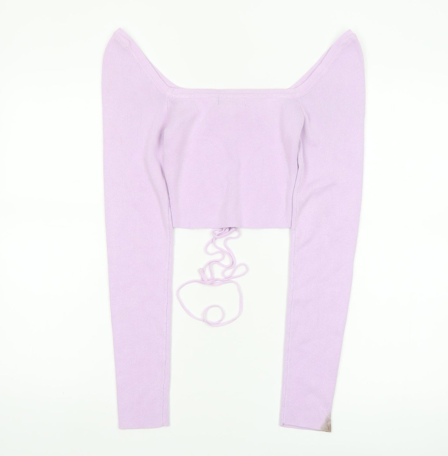 PrettyLittleThing Women's Purple Lace-Up Slim Fit Knit Jumper S