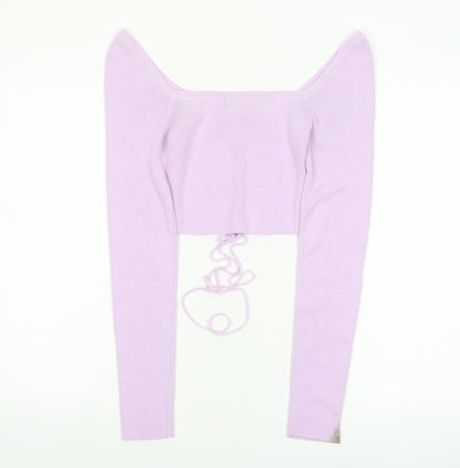 PrettyLittleThing Women's Purple Lace-Up Slim Fit Knit Jumper S