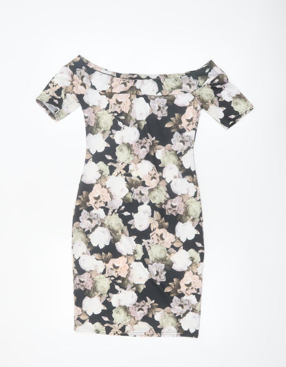 New Look Women's Floral Off Shoulder Bodycon Dress Size 8 Multicoloured