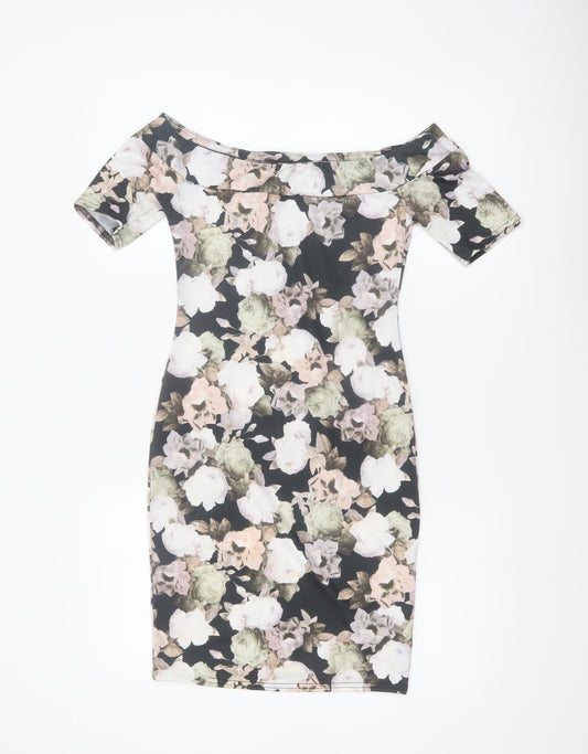 New Look Women's Floral Off Shoulder Bodycon Dress Size 8 Multicoloured