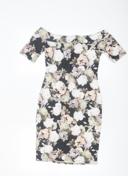 New Look Women's Floral Off Shoulder Bodycon Dress Size 8 Multicoloured