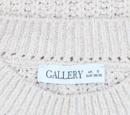 Gallery Women’s Beige Chunky Knit Mock Neck Pullover Jumper Size S