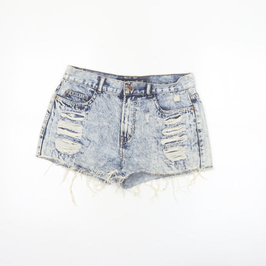 Denim Co. Women's Blue Acid Wash Cut-Off Denim Shorts Size 12