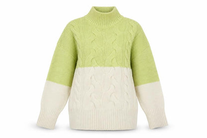 Next Womens Green High Neck Cable-Knit Pullover Jumper M