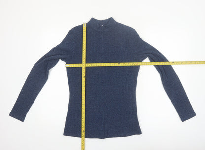 Next Womens Blue Mock Neck Long Sleeve Slim Fit Jumper UK 12
