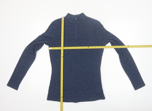 Next Womens Blue Mock Neck Long Sleeve Slim Fit Jumper UK 12