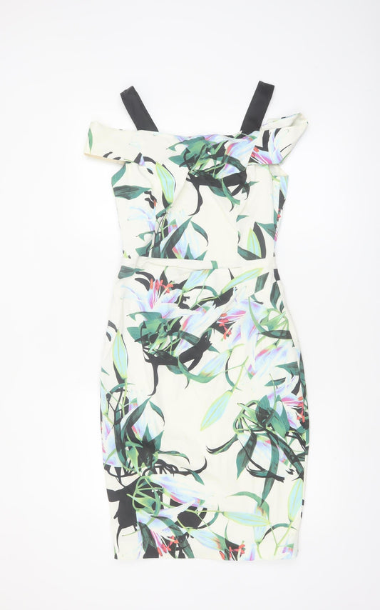 Karen Millen Women’s Multicoloured Floral Bodycon Dress UK 10
