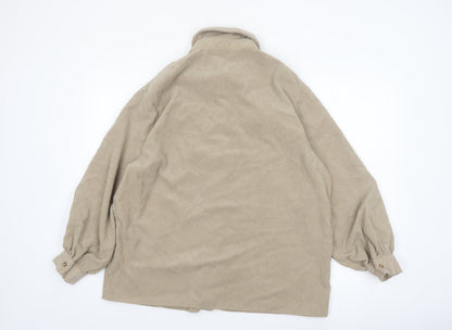 Nasty Gal Women Beige Corduroy Button-Up Long Sleeve Shirt UK 10