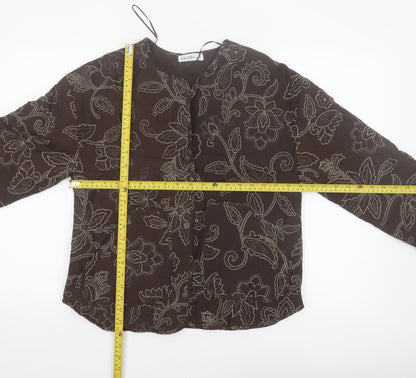Gallery Women's Brown Floral Quilted Jacket Size S