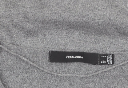 Vero Moda Women Grey Long Sleeve V-Neck Knit Cardigan L