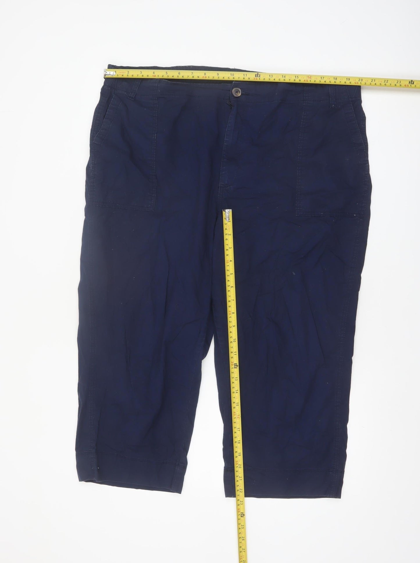 Dunnes Women’s Blue Cotton Capri Trousers Size 20