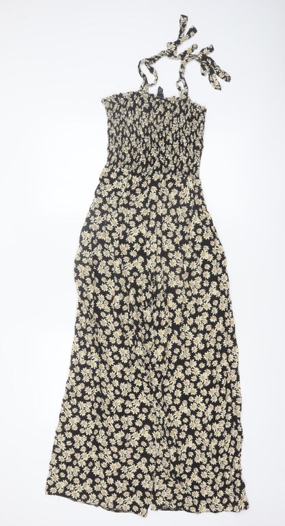 New Look Womens Black Floral Sleeveless Jumpsuit Size 8