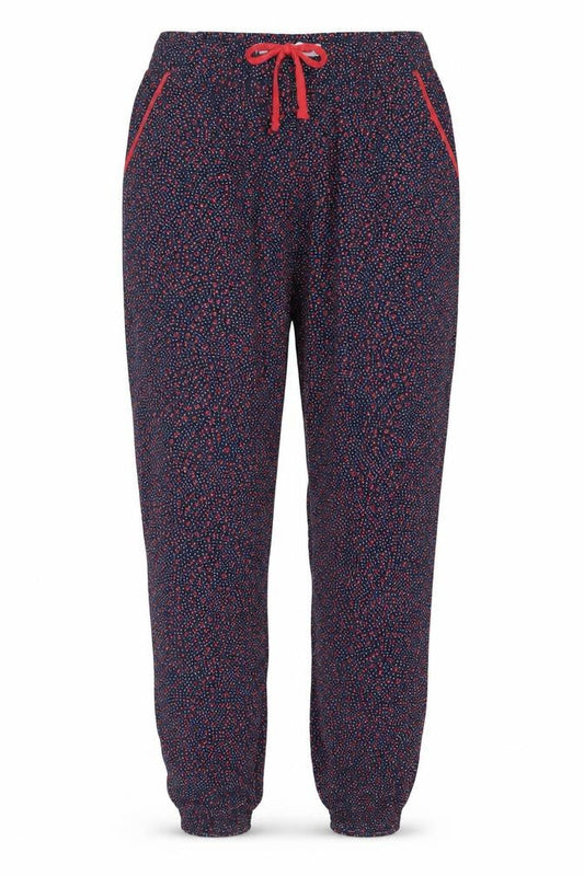 Etam Women's Blue Polka Dot Viscose Jogger Trousers Size M