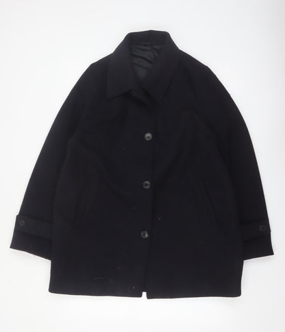 Uniqlo Men’s Black Wool Blend Mid-Length Overcoat Size M