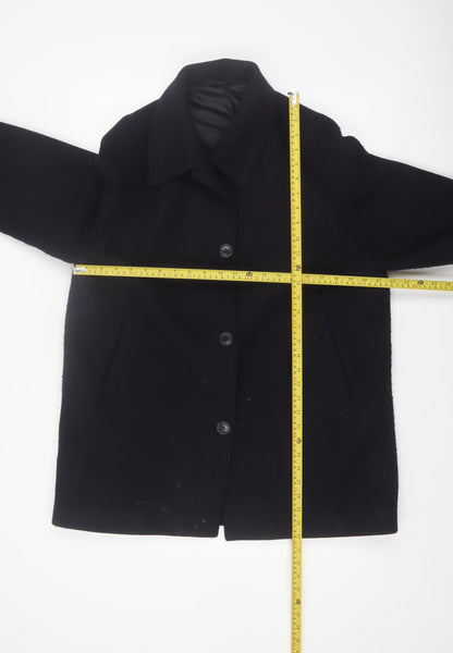Uniqlo Men’s Black Wool Blend Mid-Length Overcoat Size M