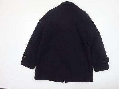 Uniqlo Men’s Black Wool Blend Mid-Length Overcoat Size M