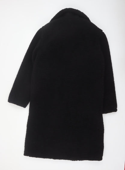 New Look Women’s Black Long Teddy Coat Size 10