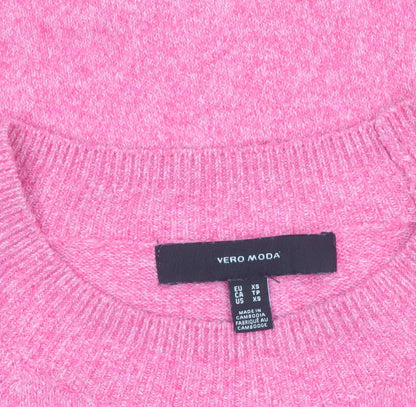 Vero Moda Womens Pink Crew Neck Knit Pullover Jumper XS