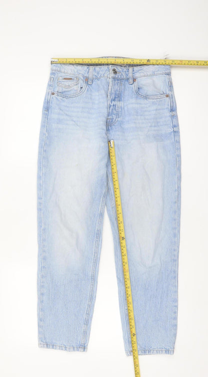 Stradivarius Women's Blue Mom Jeans Size 10 High Waist Denim