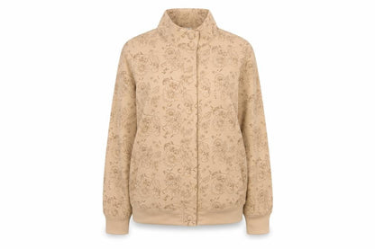 Damart Women Beige Floral Basic Jacket Size 14 Regular Fit
