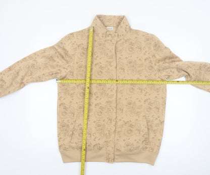 Damart Women Beige Floral Basic Jacket Size 14 Regular Fit